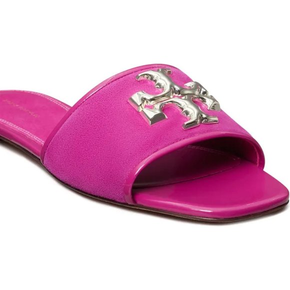 NIB Tory Burch Eleanor Leather Slide Fuchsia Hot Pink US 8 8.5 9 9.5 10 AUTHENTC - Picture 2 of 16